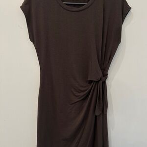 Cable & Gauge Dark Brown Side-Tie Midi Dress
